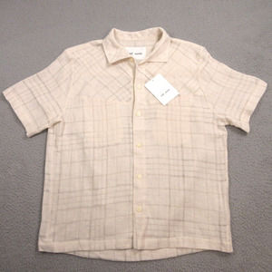and austin Mens Linen Button Up‎ Shirt size L Short Sleeve Resort Vacation